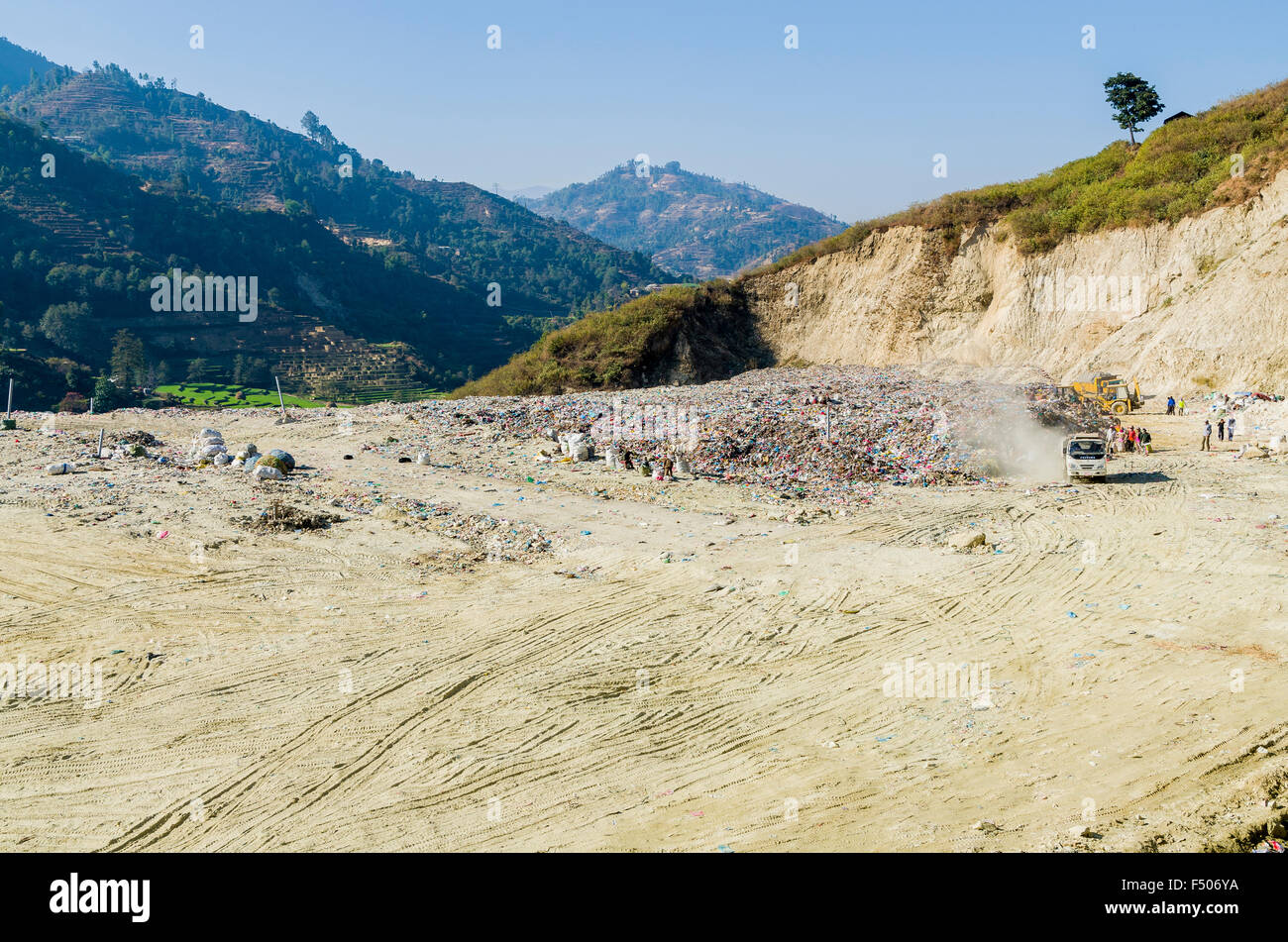Aletar garbage dump at the end of a little valley 20 km off Kathmandu Stock Photo