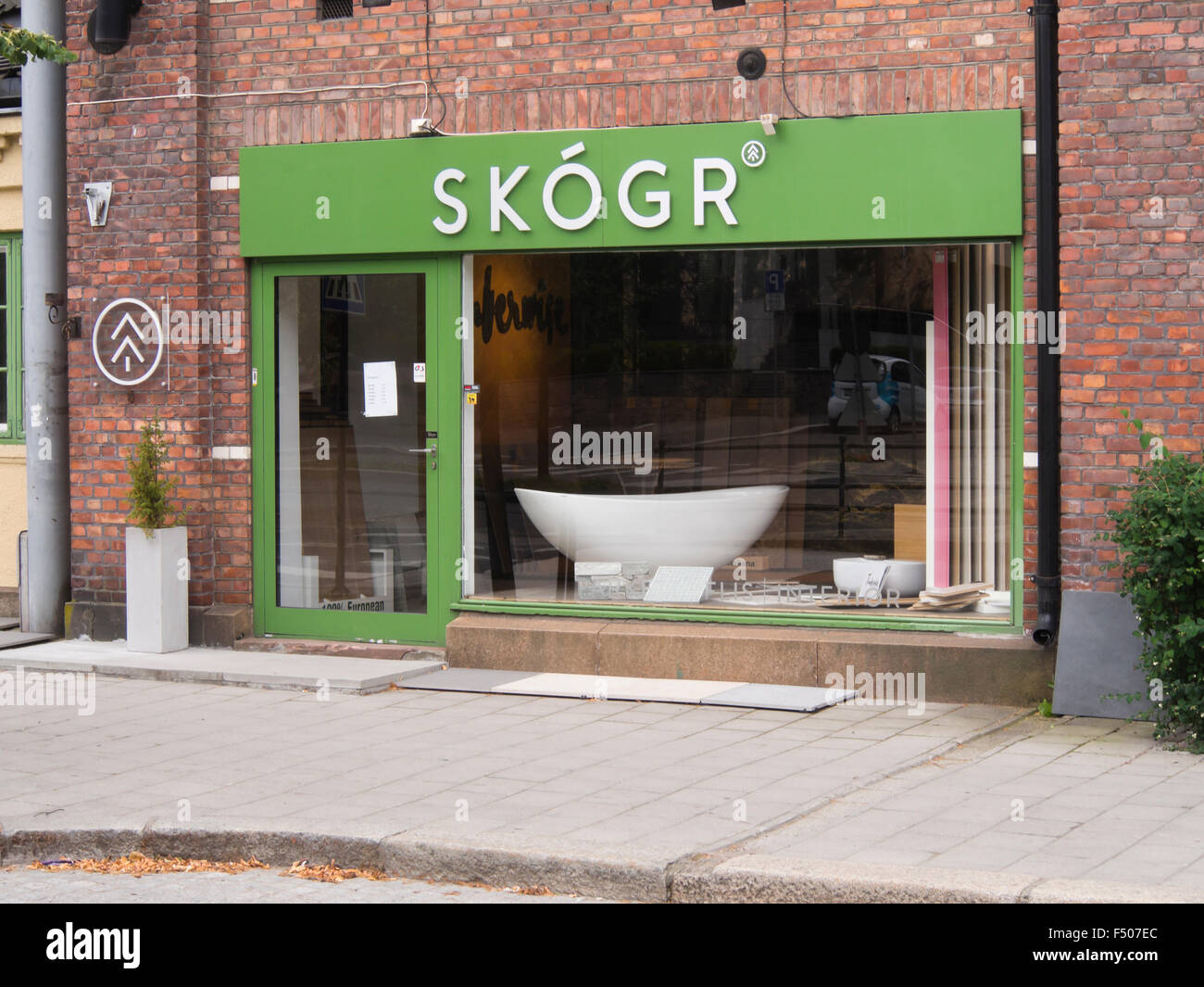 The wealth in Norway give rise to various exclusive interior design shops and brands,here ' Skogr' shop front in Skoyen Oslo Stock Photo