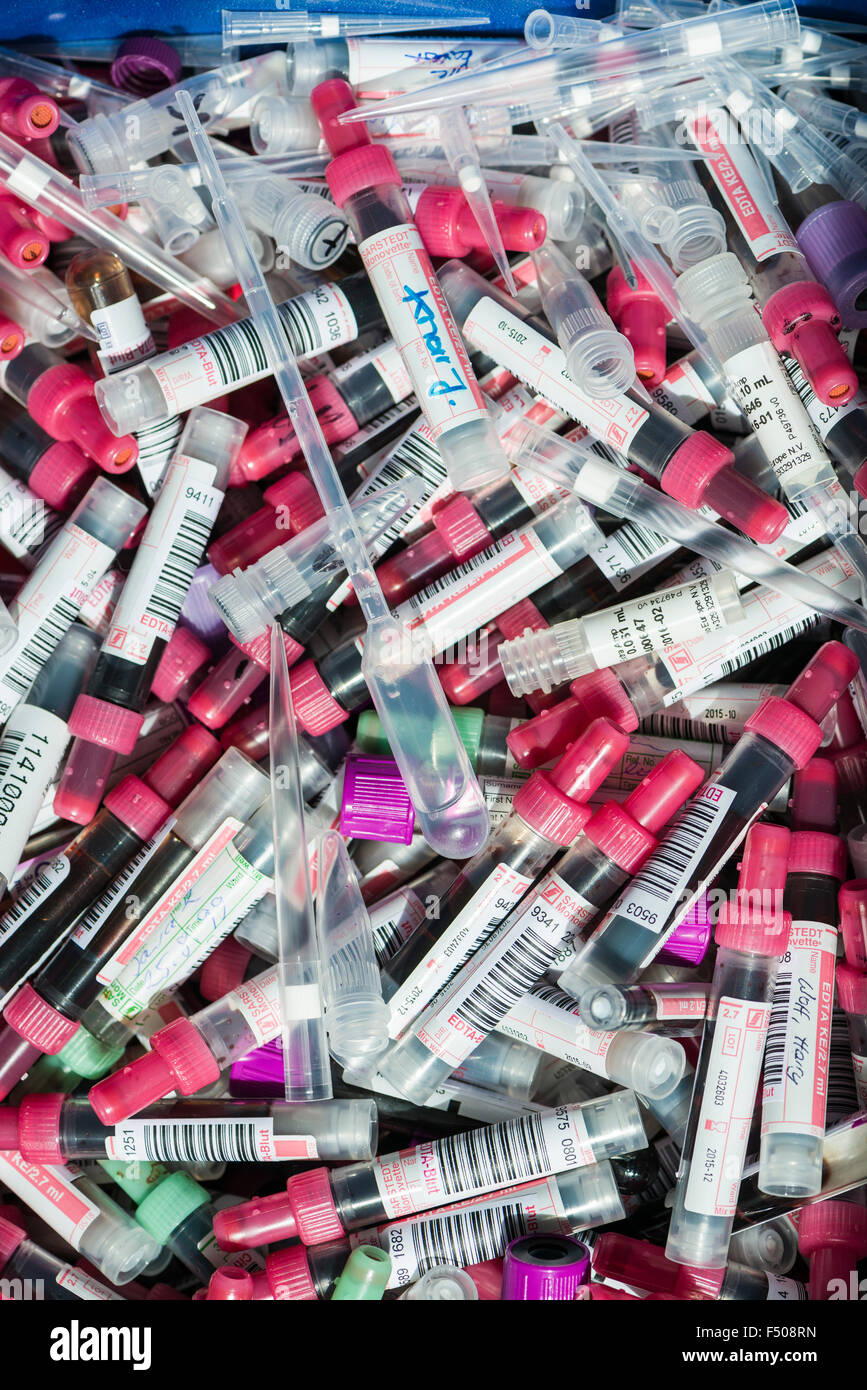 Transparent tube containing red blood hi res stock photography and