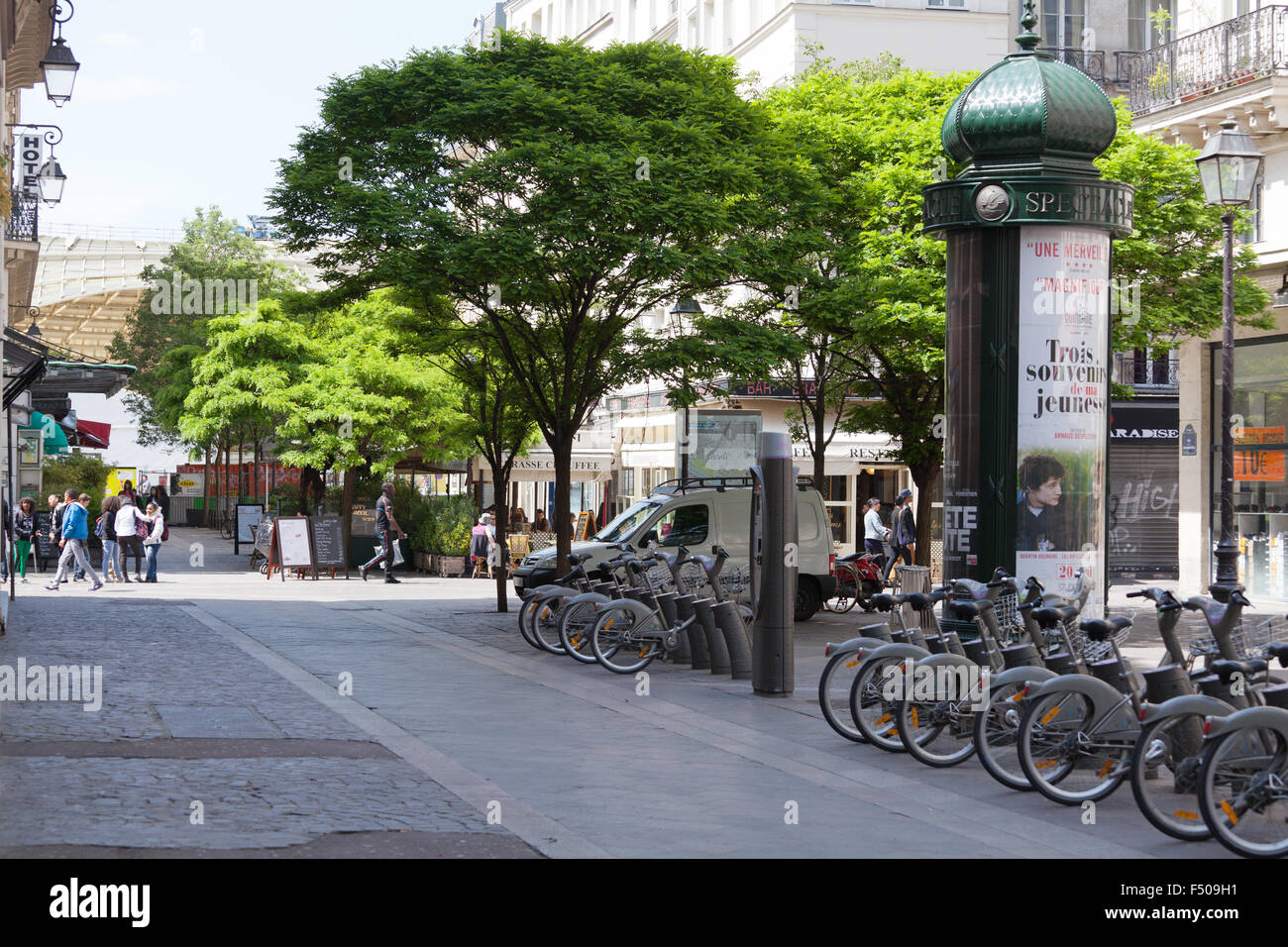 Velib bicycle rental scheme in Paris, France. Stock Photo