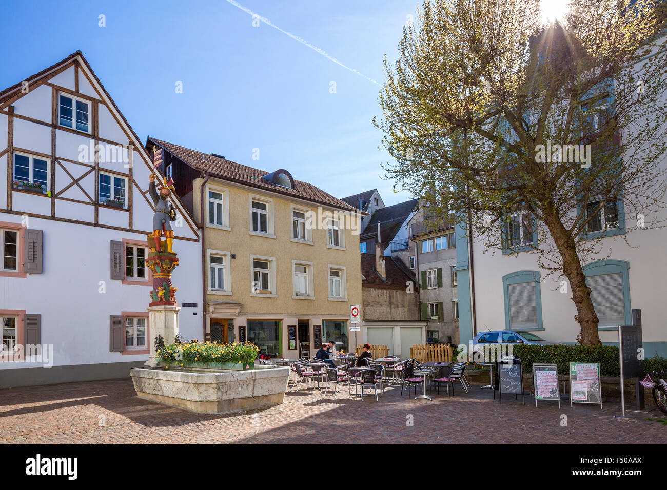 Medieval Old Town, Rheinfelden, Canton Aargau, Switzerland Stock Photo