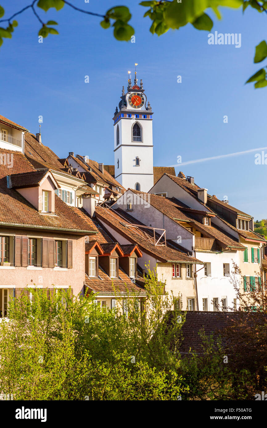 Town Church Tower, Aarau, Canton Aargau, Switzerland. Stock Photo