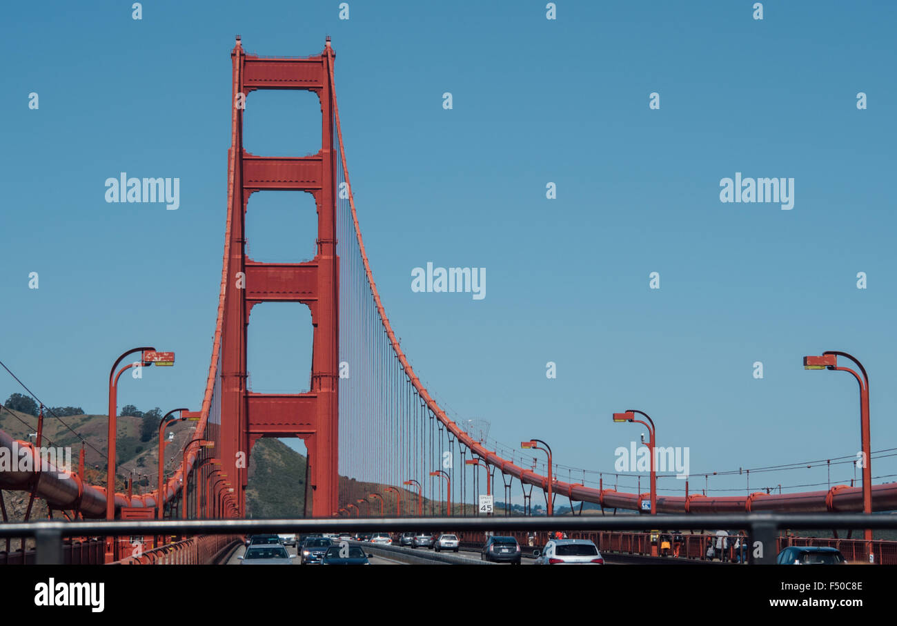 View from on the Golden Gate Bridge in San Francisco Stock Photo