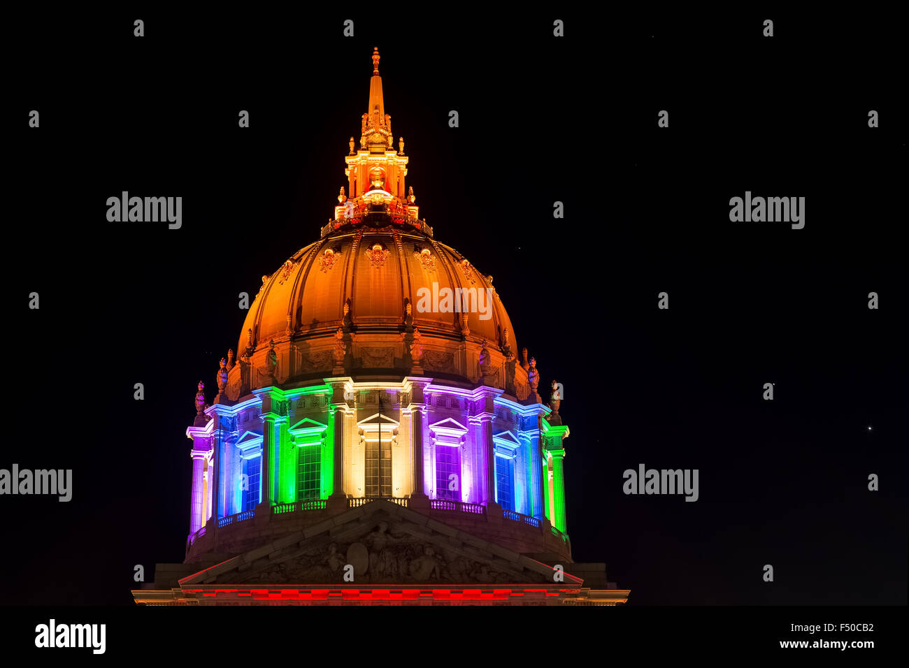 Alight City Hall in San Francisco, California, United States of America, North America Stock Photo