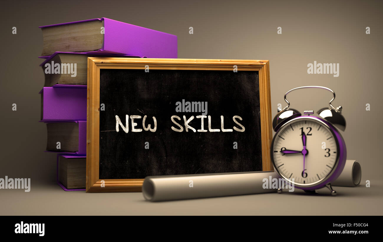 New Skills Concept Hand Drawn on Chalkboard. Stock Photo