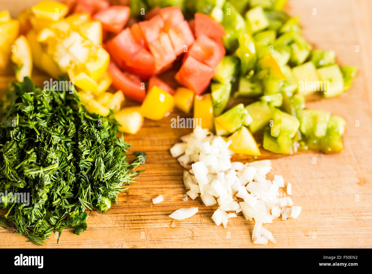 Variety of chopped vegetables Stock Photo by ©belchonock 150345770