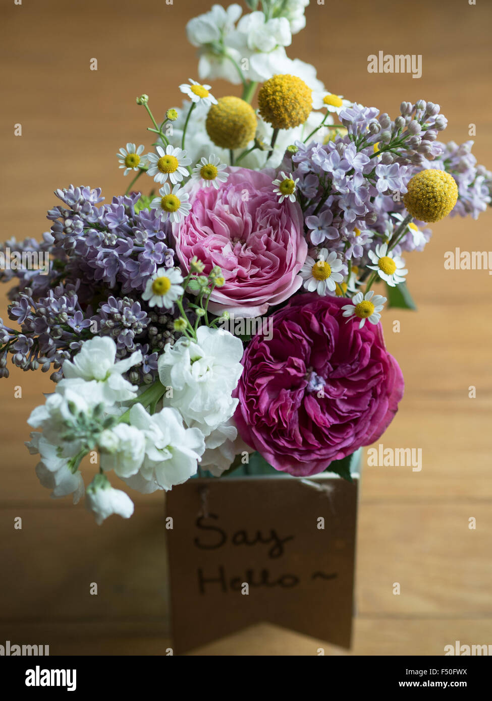 A beautiful, floral bouquet centerpiece for a wedding Stock Photo