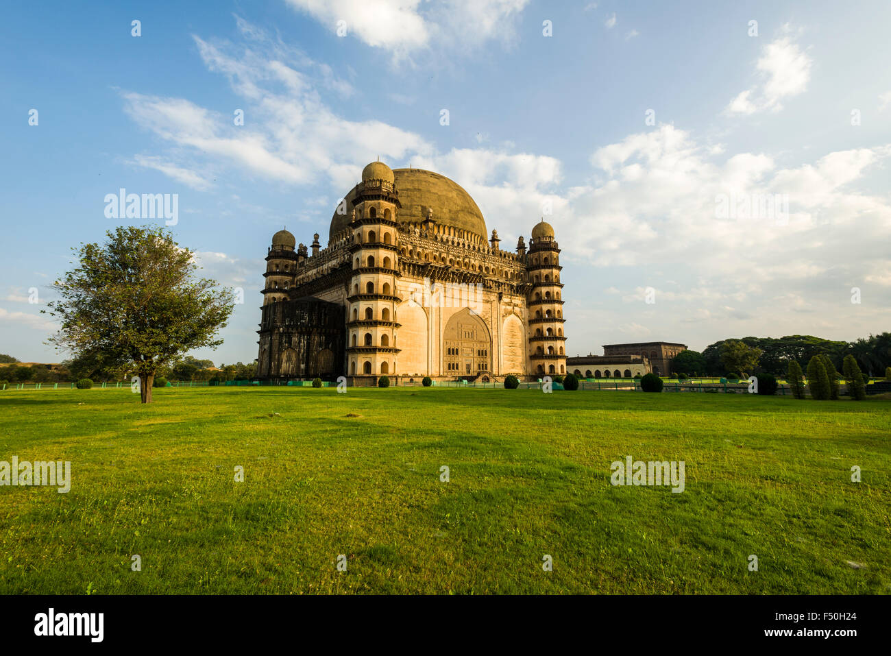 The Gol Gumbaz, the tomb of Mohammed Adil Shah (ruled 1627-1657), is building with the largest dome ever built Stock Photo