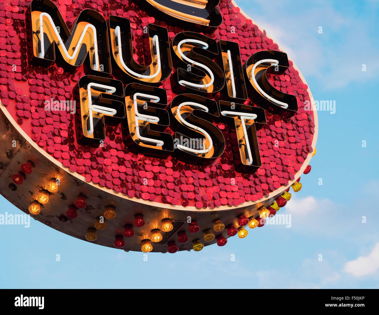 Austin City Limits main entrance neon sign Austin, Texas Stock Photo