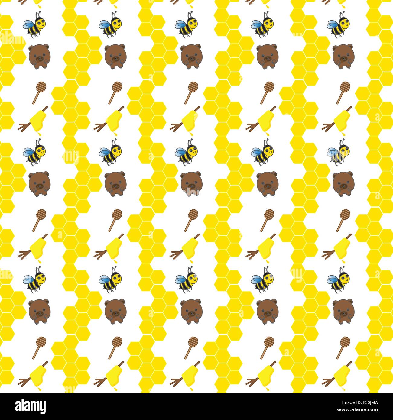 Seamless pattern with bears, bees and honey Stock Vector Image & Art ...