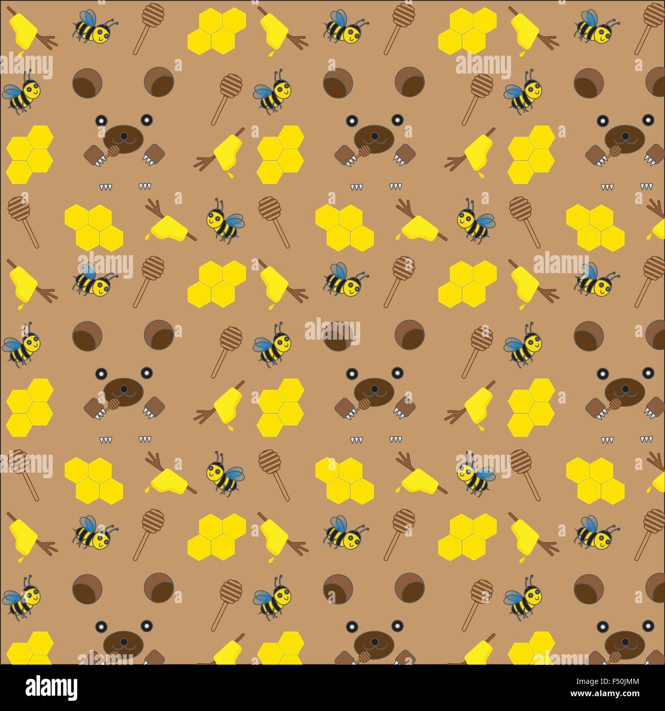 pattern with bears, bees and honey Stock Vector Image & Art - Alamy