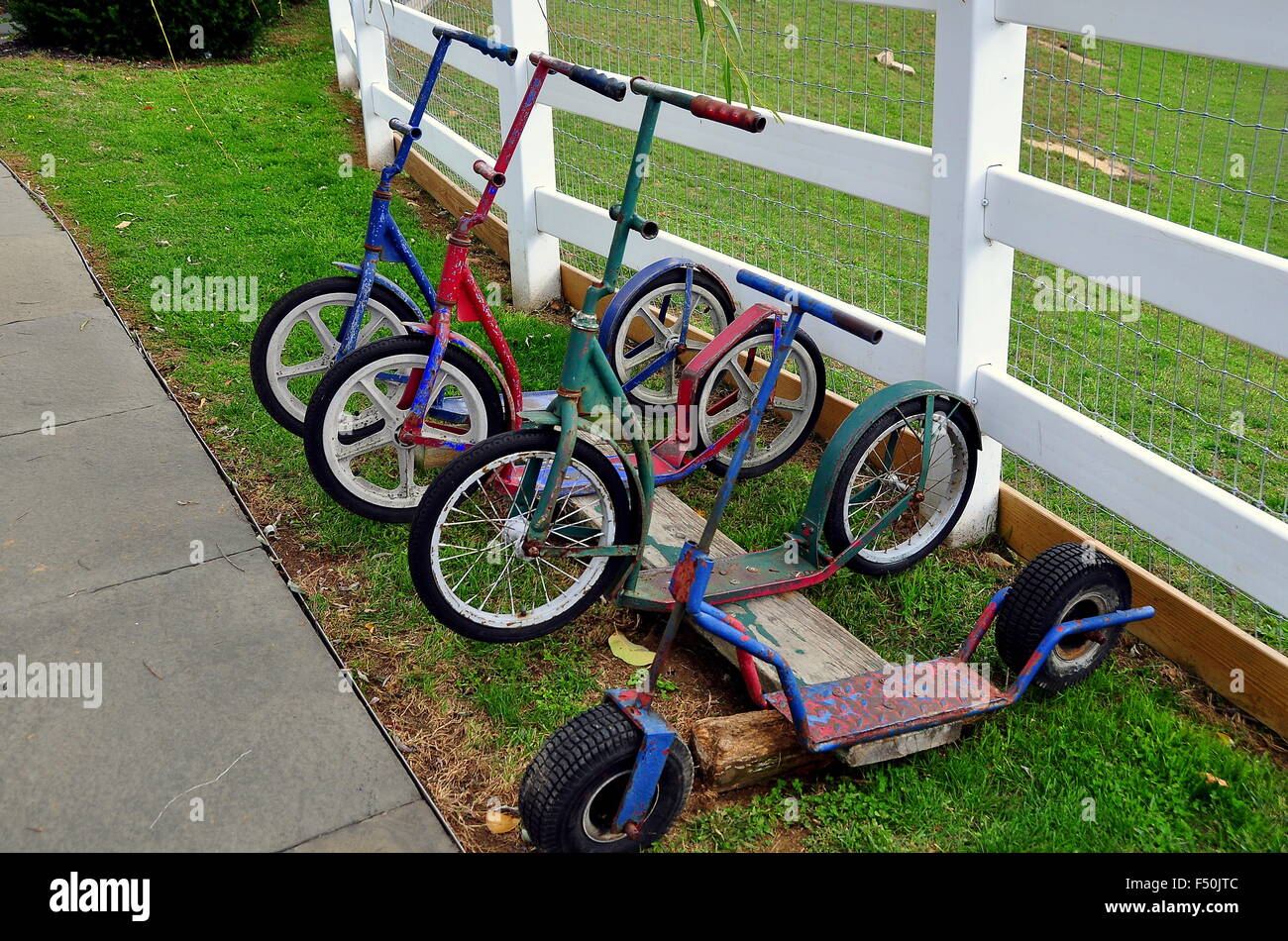 Lancaster, Pennsylvania Children's scooters parked near the Willow