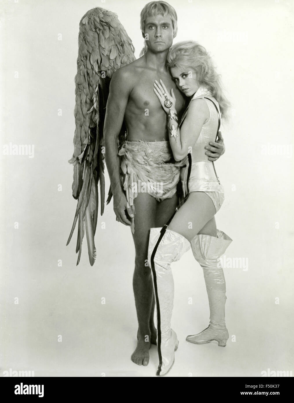 The actors Jane Fonda and John Phillip Law in a scene from the film 'Barbarella', 1968 Stock Photo