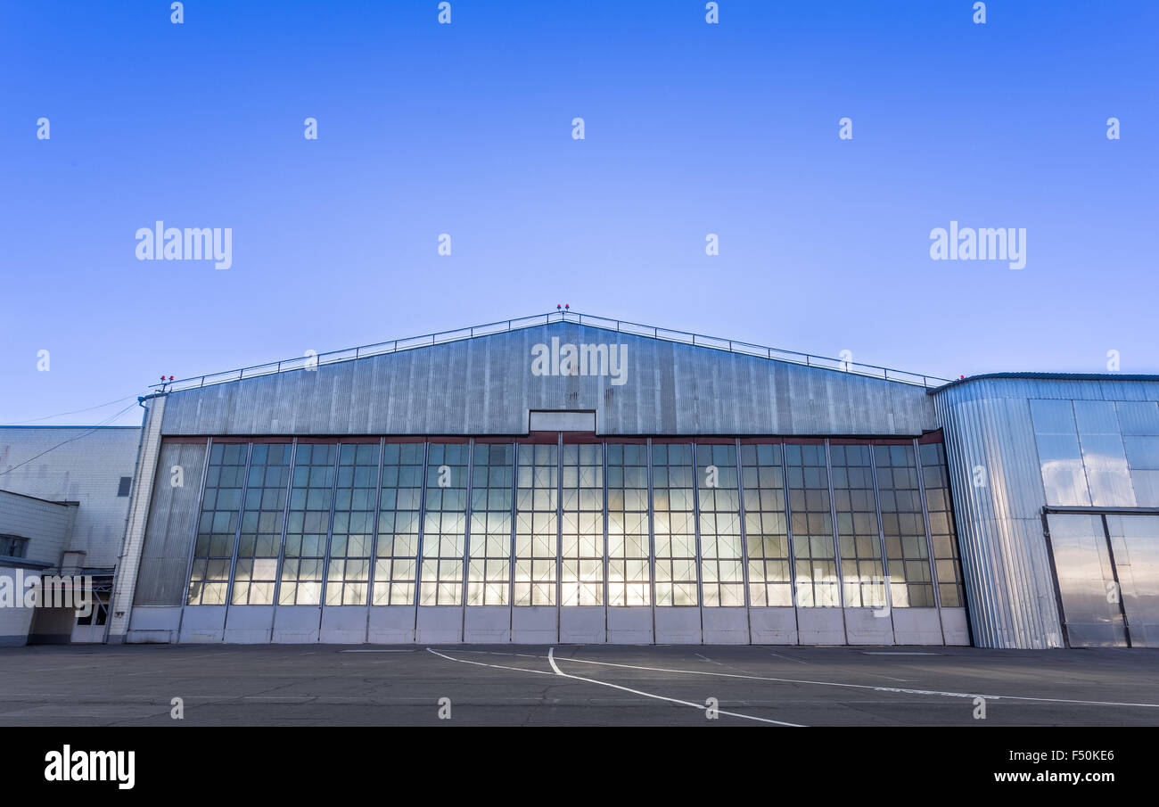 Large aircraft hangar for planes Stock Photo