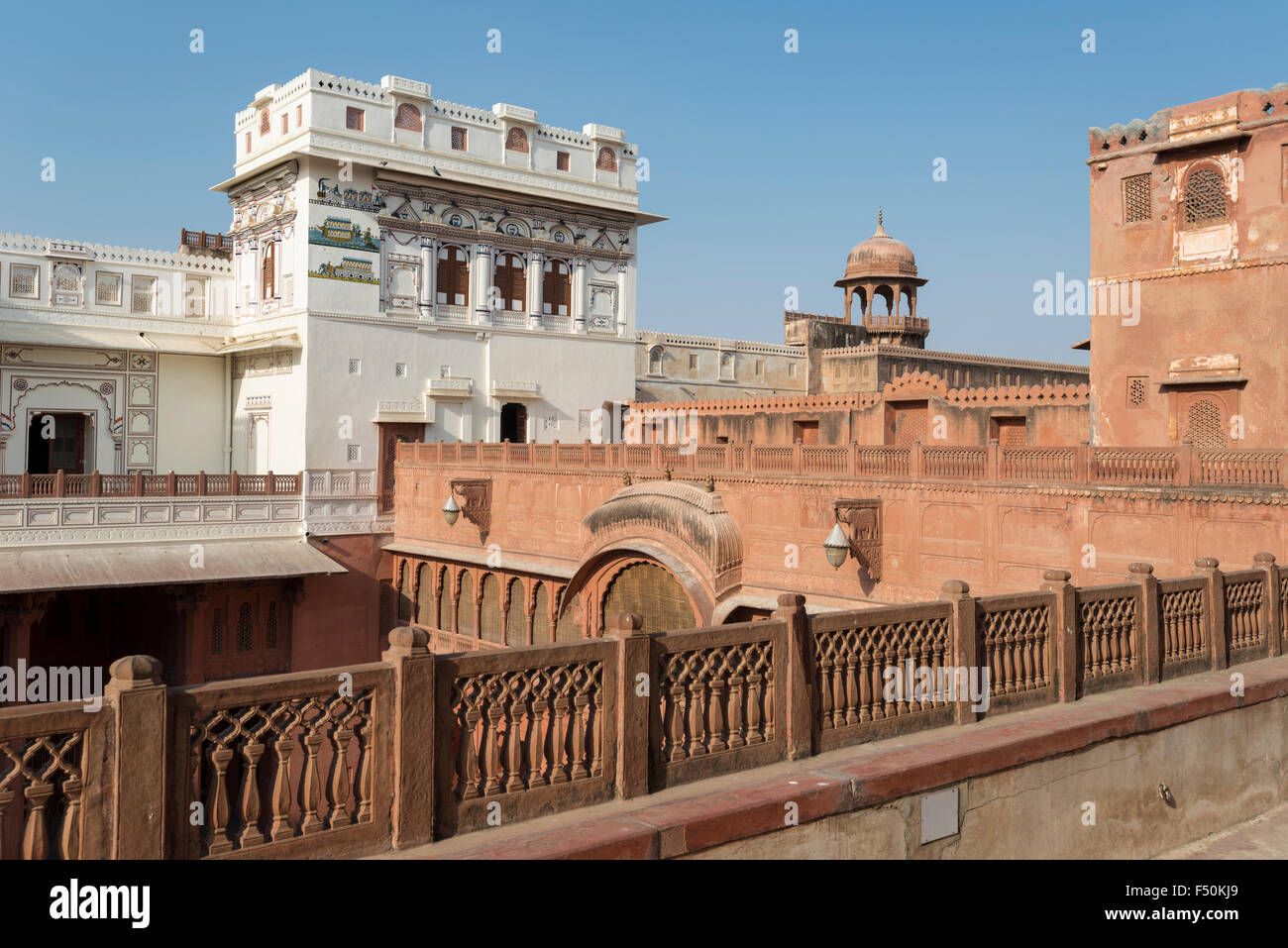 One of the inner courtyards of Junagarh Fort, originally called Chintamani. It was built in 16th century and is one of the main Stock Photo