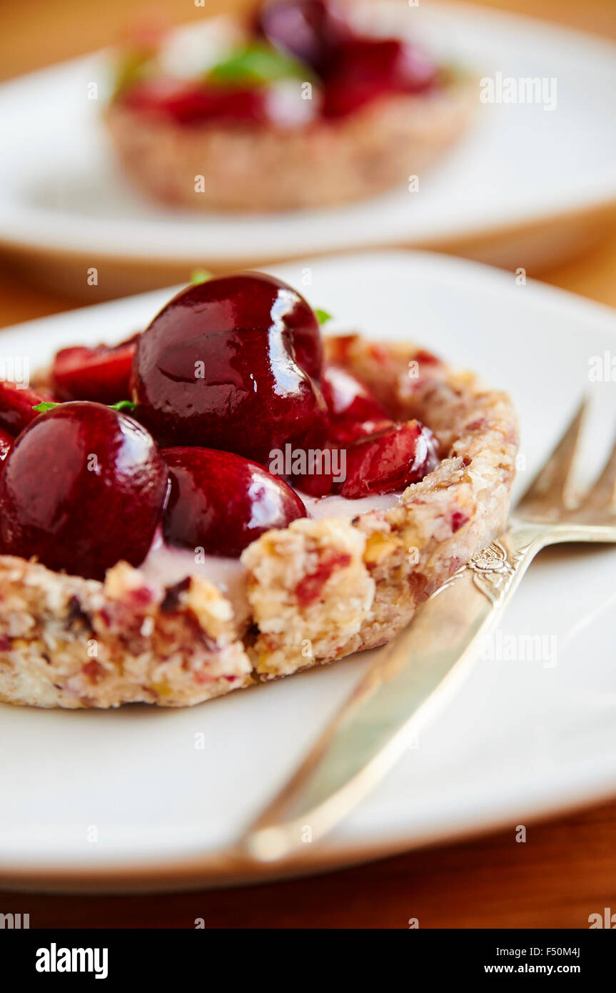 Raw Cherry Tart Stock Photo