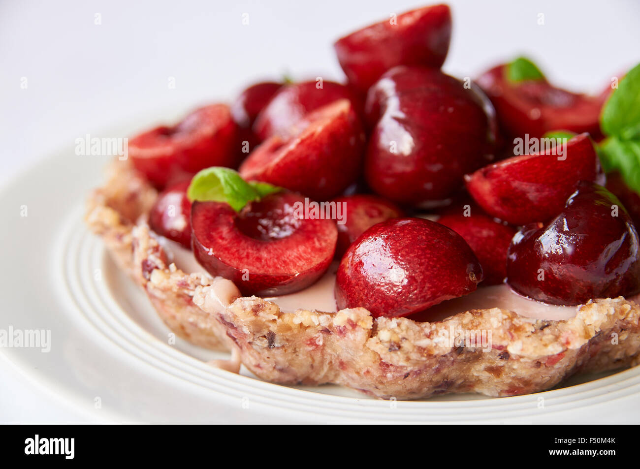 Raw Cherry Tart Stock Photo