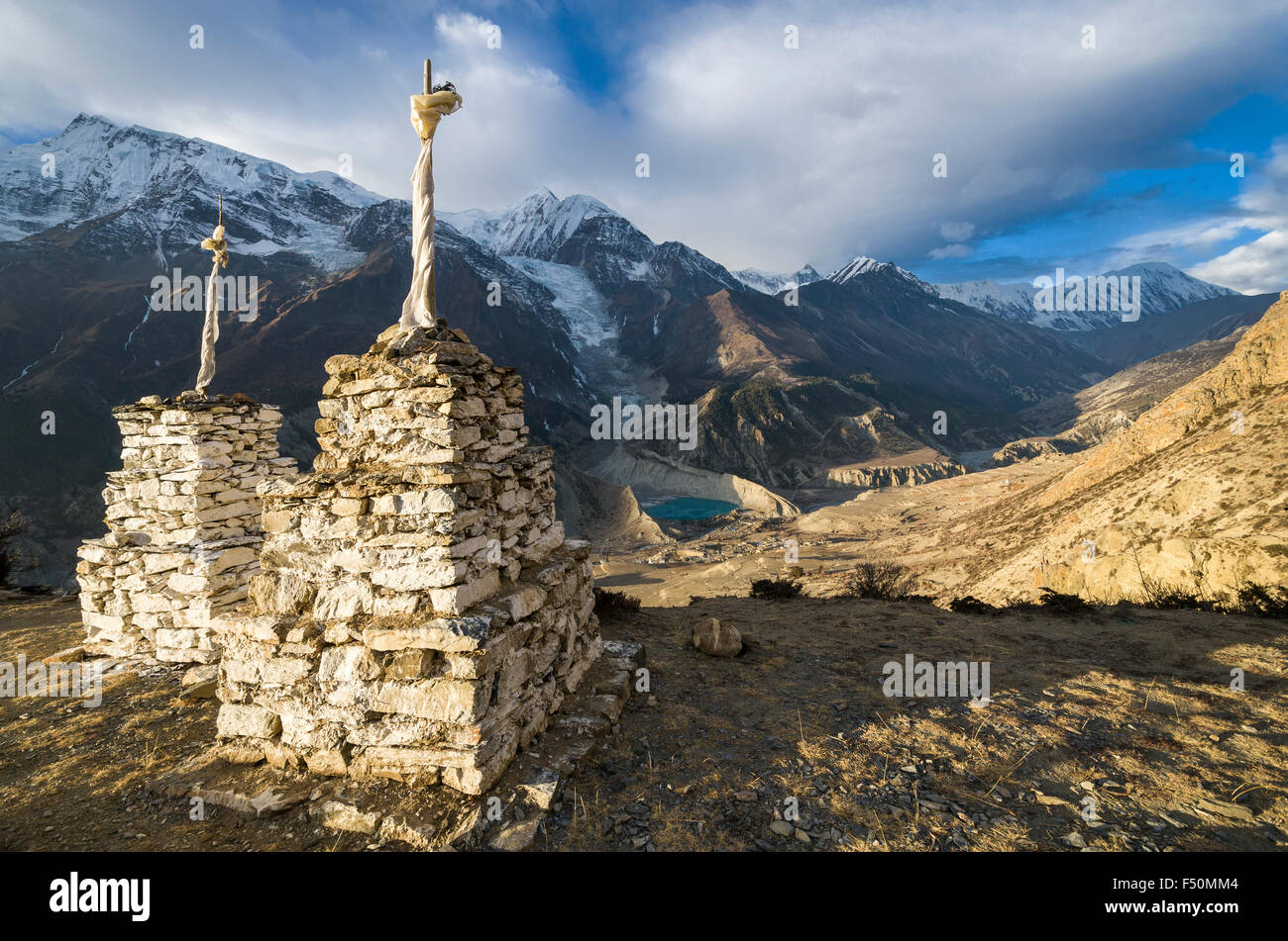 Buddhist chorten, located above Manang, the gate to Thorong La Pass (5416 m Stock Photo Alamy