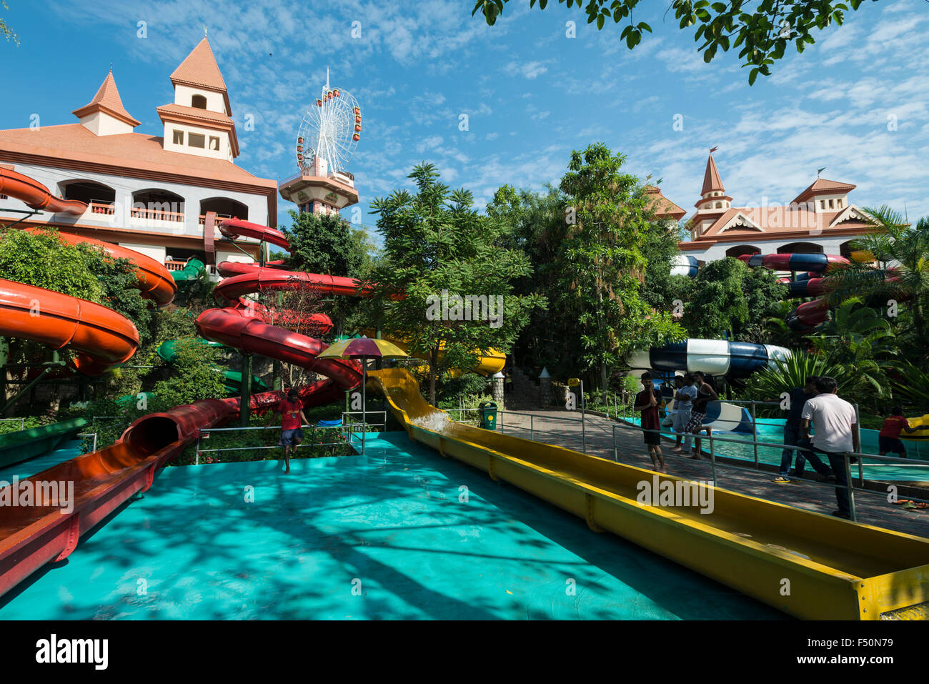 Part of Wonder La, the big amusement park outside of Bangalore. The park features a wide variety of attractions including some r Stock Photo