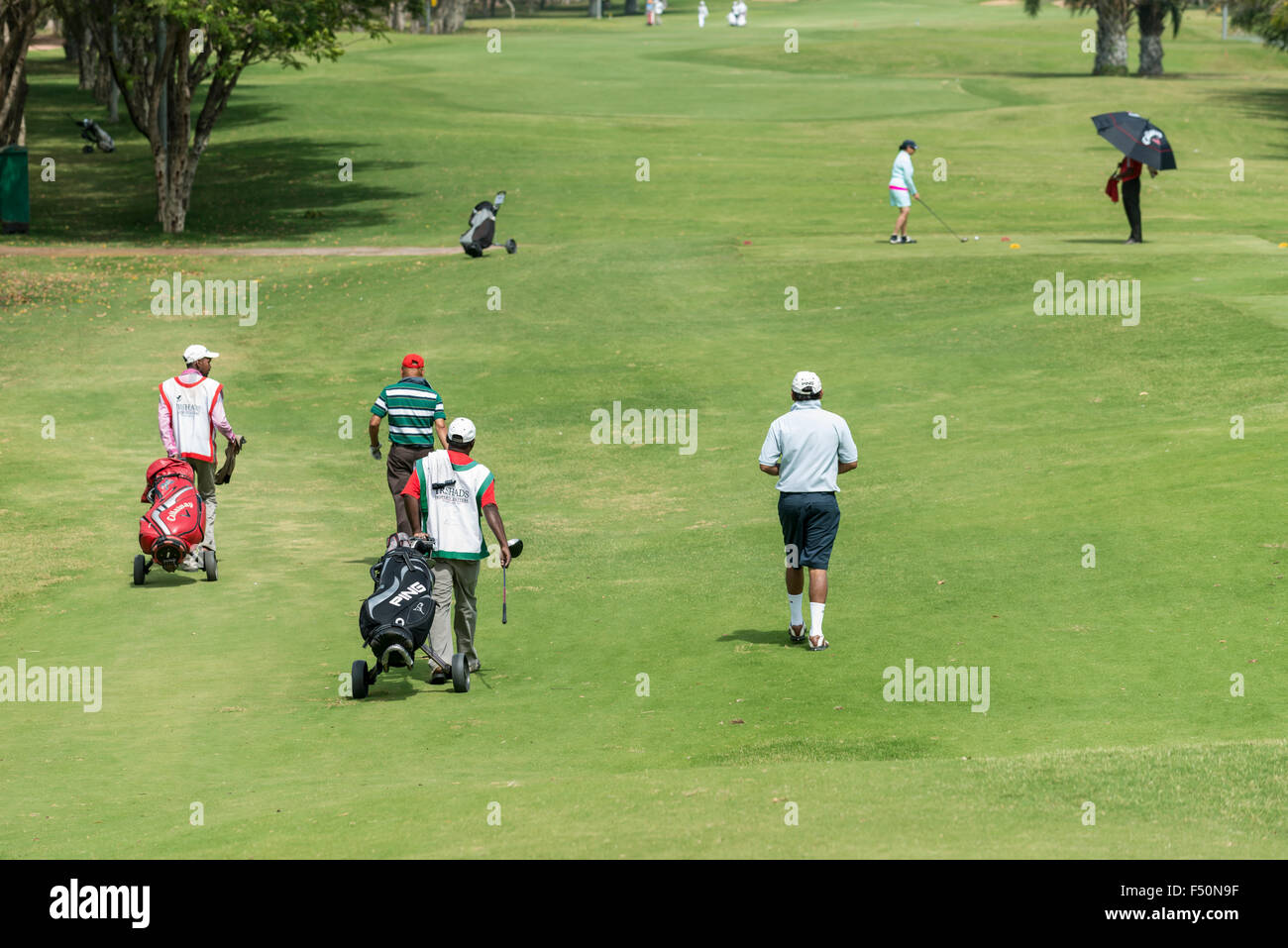 Members of the Karnataka Golf Association are playing at the golf course Stock Photo