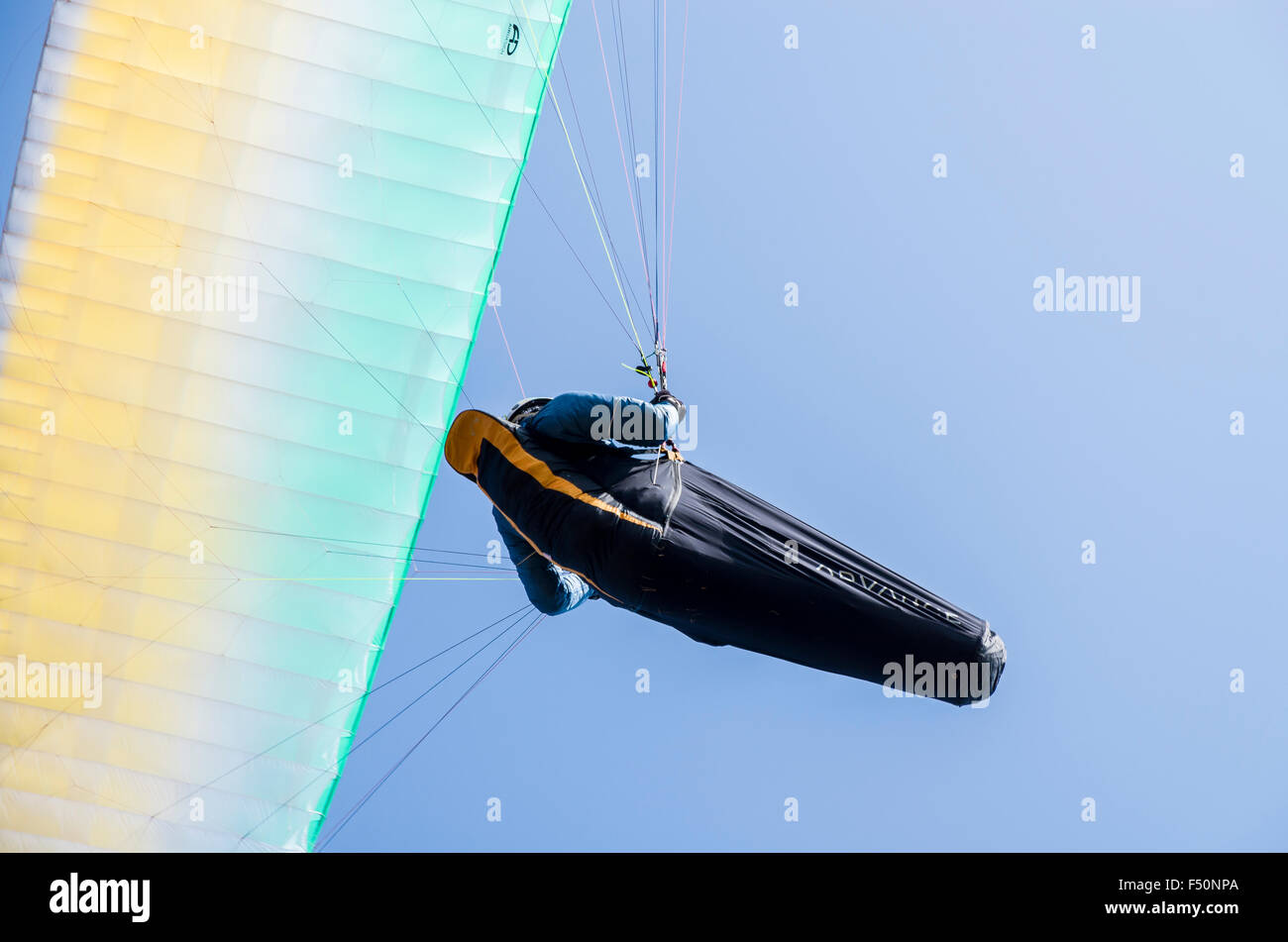 Paraglider sailing through the air Stock Photo Alamy