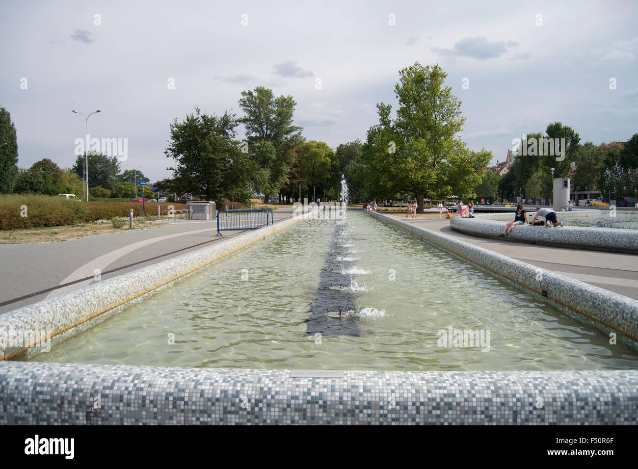 Fountain water sparkle refresh landmark Warsaw Stock Photo