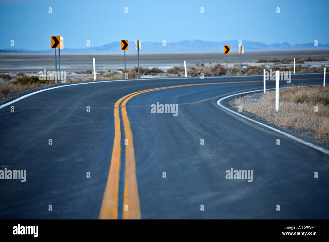 Highway signs in the desert Stock Photo