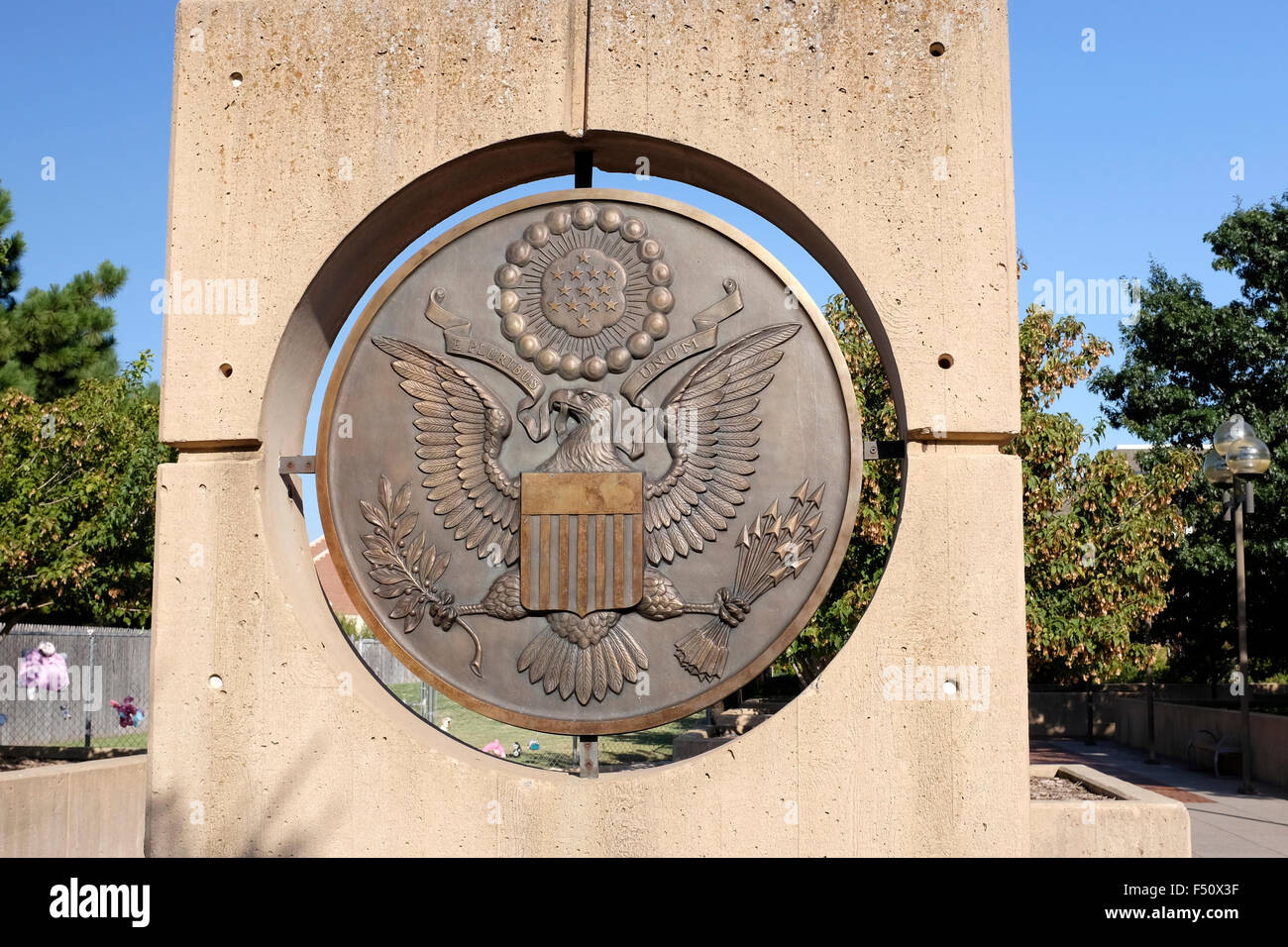 The Great Seal in front of the the Oklahoma City Memorial in Oklahoma