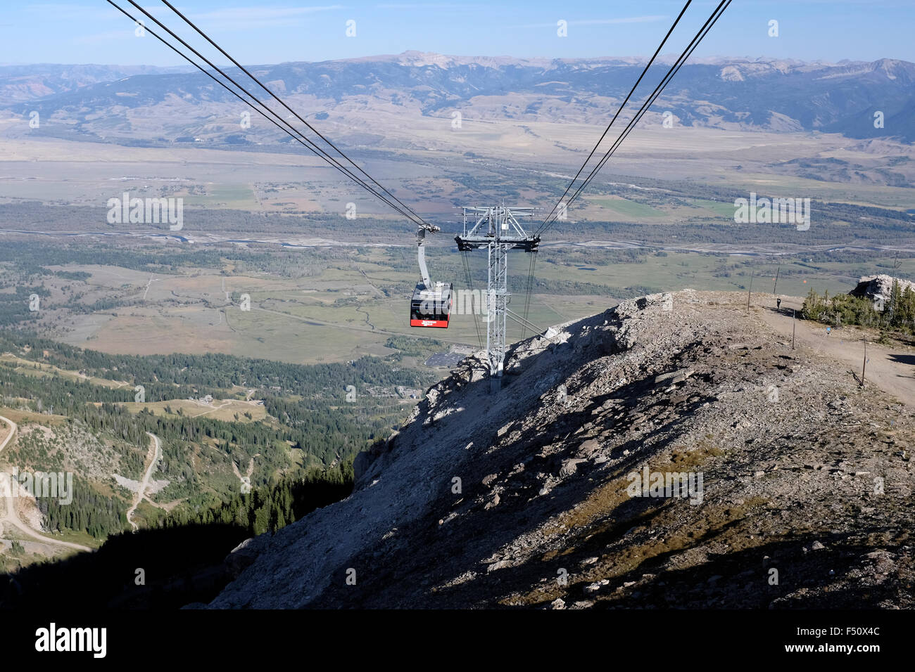 Jackson Hole Aerial Tram to top of Mount Rendezvous in Grand Tetons National Park, Jackson Hole, Wyoming Stock Photo