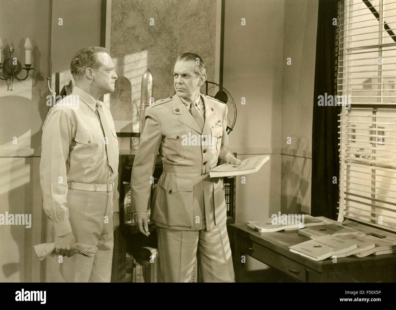 The actor Van Heflin in a scene from the movie 'Battle Cry', USA Stock Photo