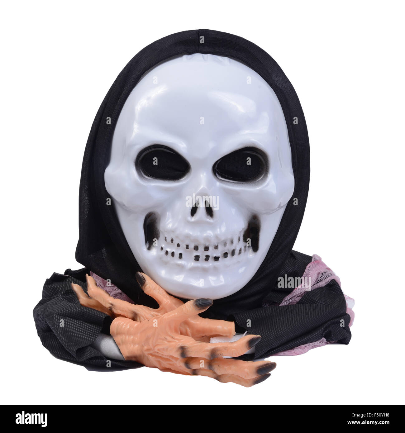 Halloween skull mask on white background. Stock Photo