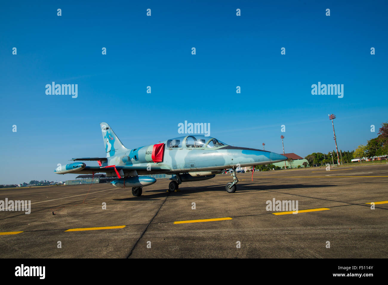 Fighter aircraft parked on the apron. Stock Photo