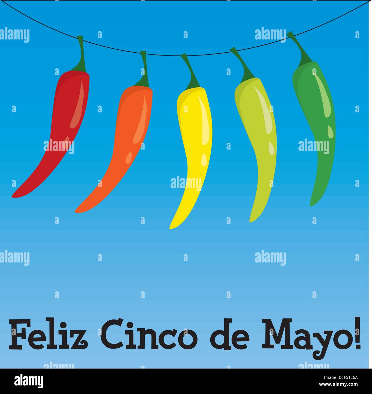 "Feliz Cinco De Mayo" (Happy 5th Of May) Chilli Card In Vector Format ...