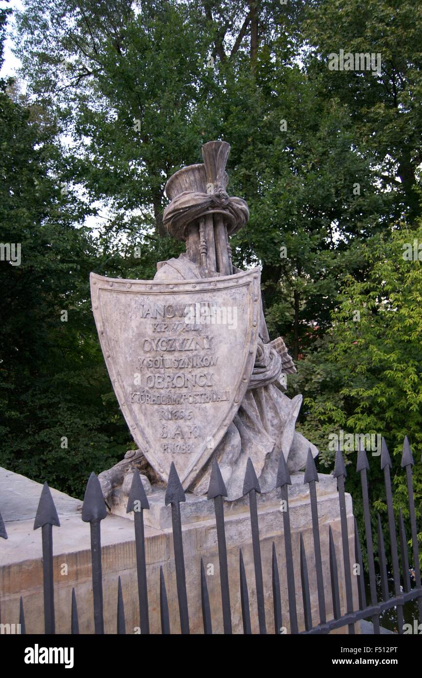King Jan Sobieski statue shield monument Poland Stock Photo