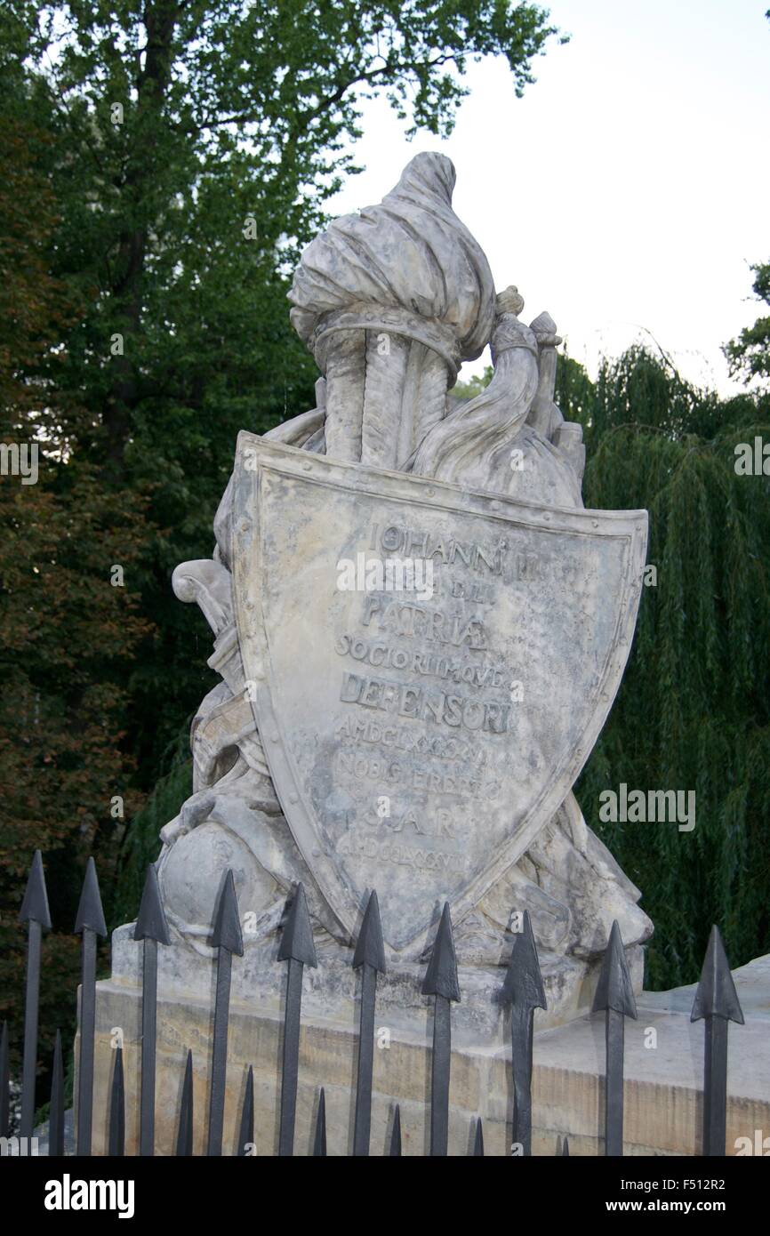 King Jan Sobieski statue monument Poland shield Stock Photo