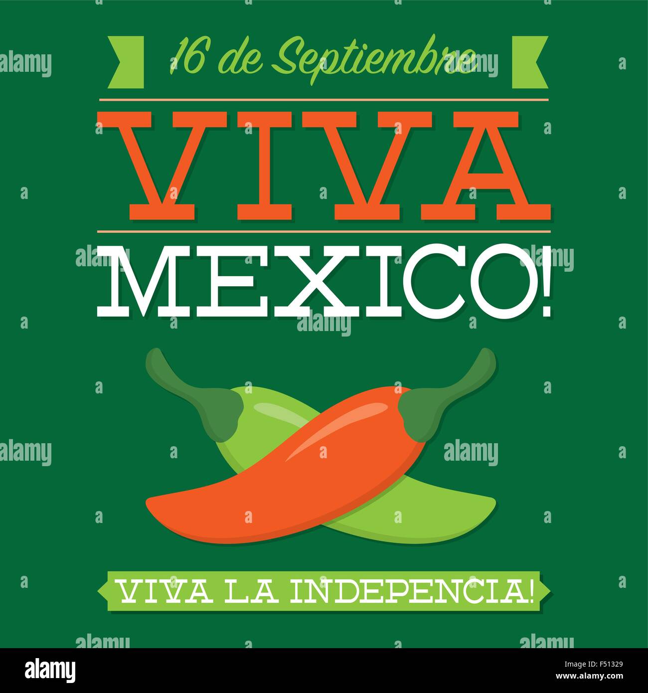 Retro style Viva Mexico (Mexican Independence Day) card in vector format. Stock Vector
