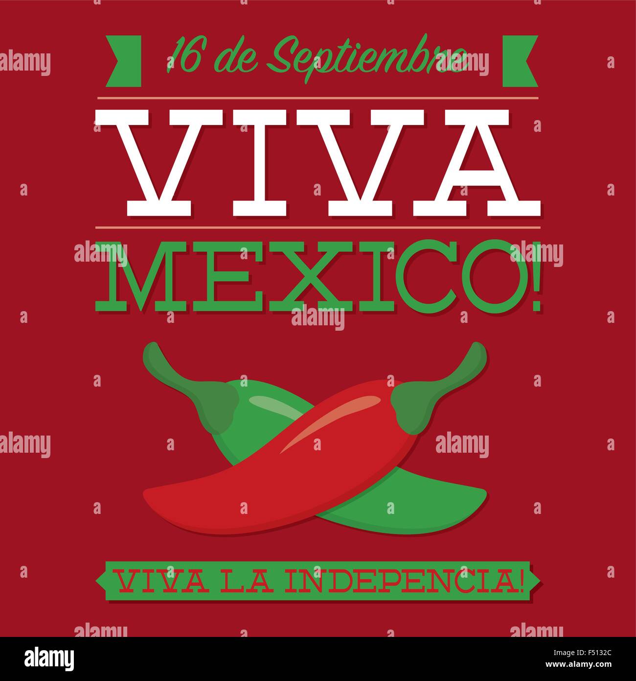 Retro style Viva Mexico (Mexican Independence Day) card in vector format. Stock Vector