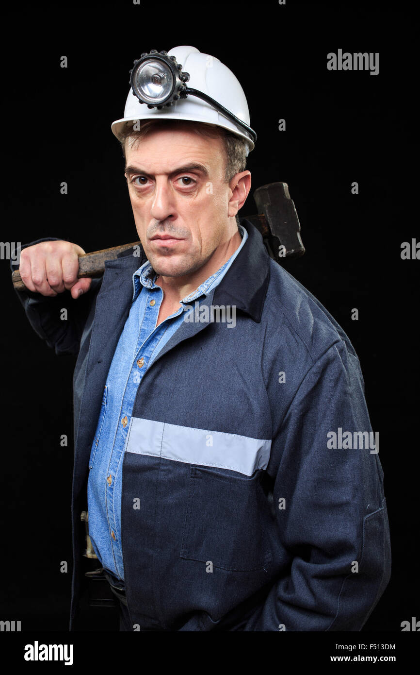 miner with a sledgehammer Stock Photo Alamy