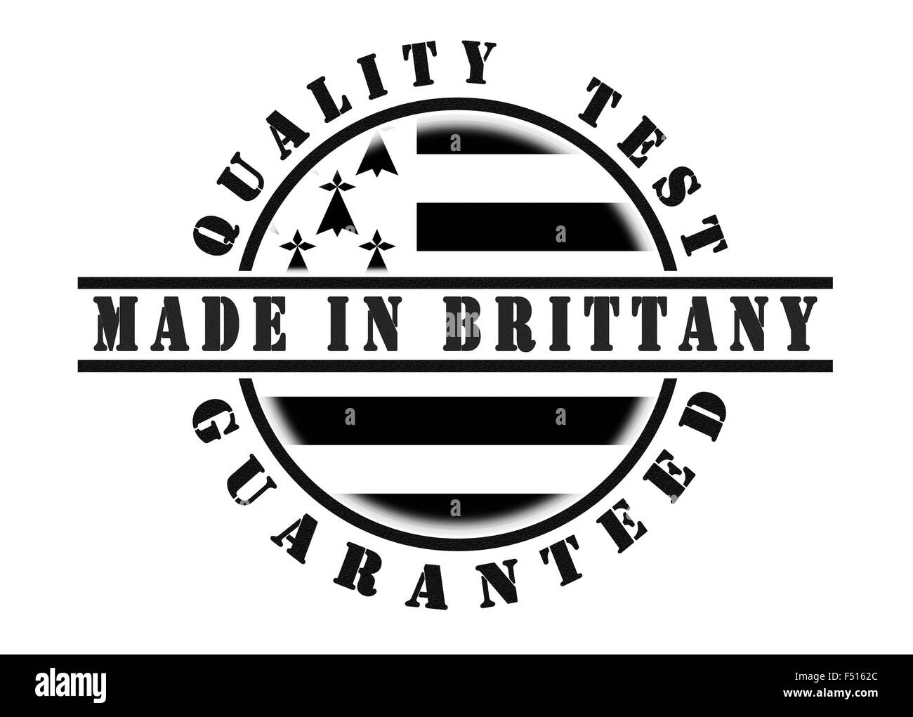 Quality test guaranteed stamp with a national flag inside, Brittany Stock Photo