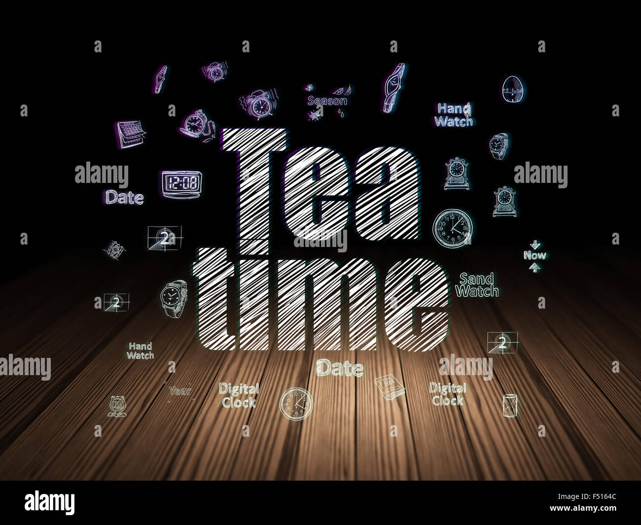 Timeline concept: Tea Time in grunge dark room Stock Photo - Alamy