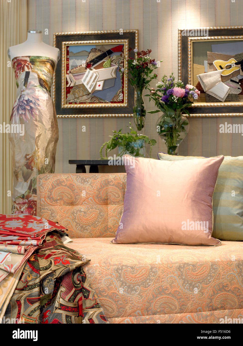 Different textile applications in fashion multi colored vertical Stock