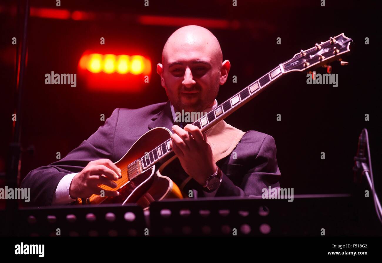 Italian guitarist Daniele Cordisco performs during the Czechoslovak Jazz Festival in Prerov, Czech Republic, October 23, 2015. (CTK Photo/Ludek Perina) Stock Photo