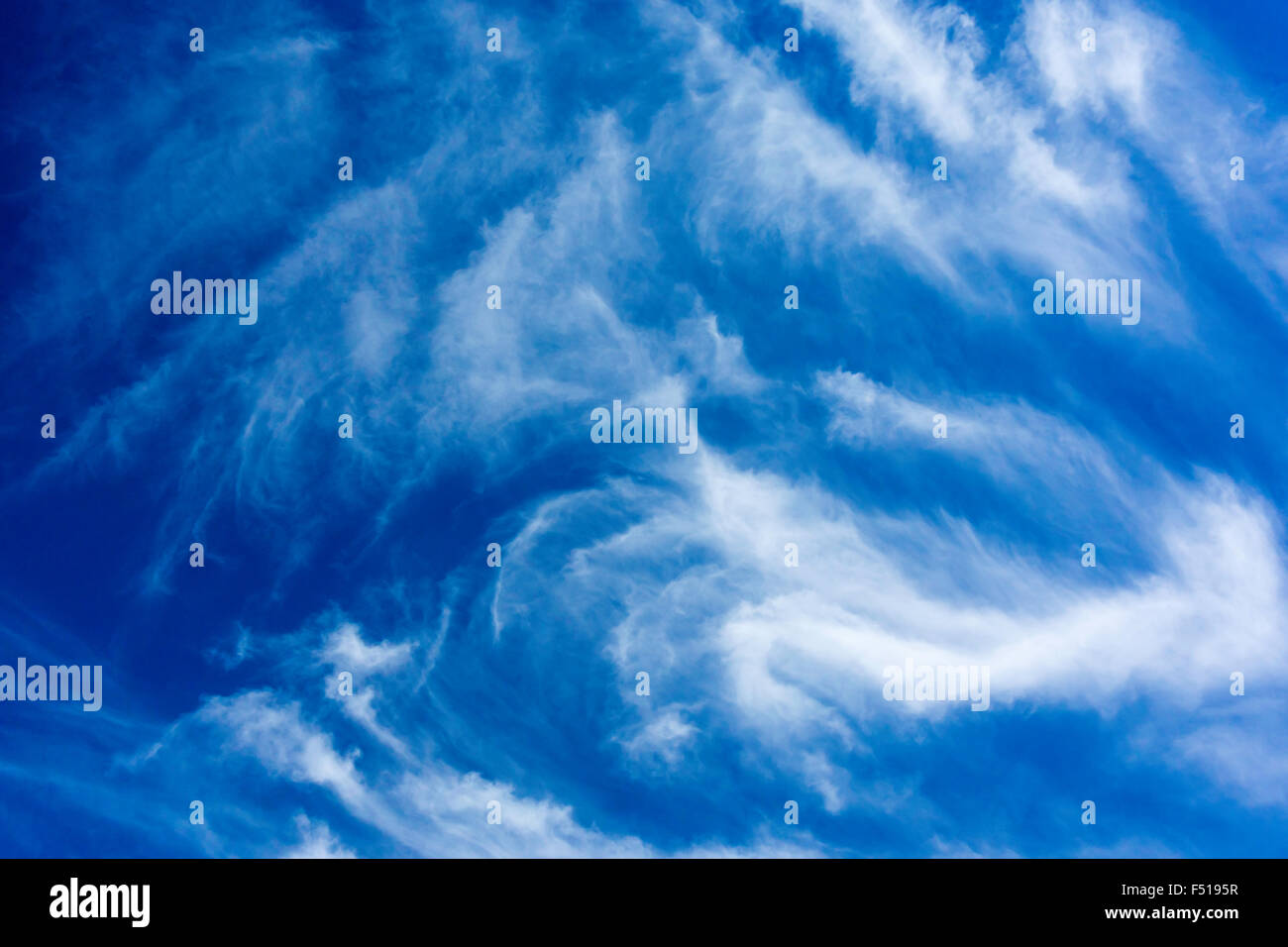 Meteorology jet stream cirrus clouds showing a vigorous cyclonic condition exists upwind and gales may arrive soon Stock Photo