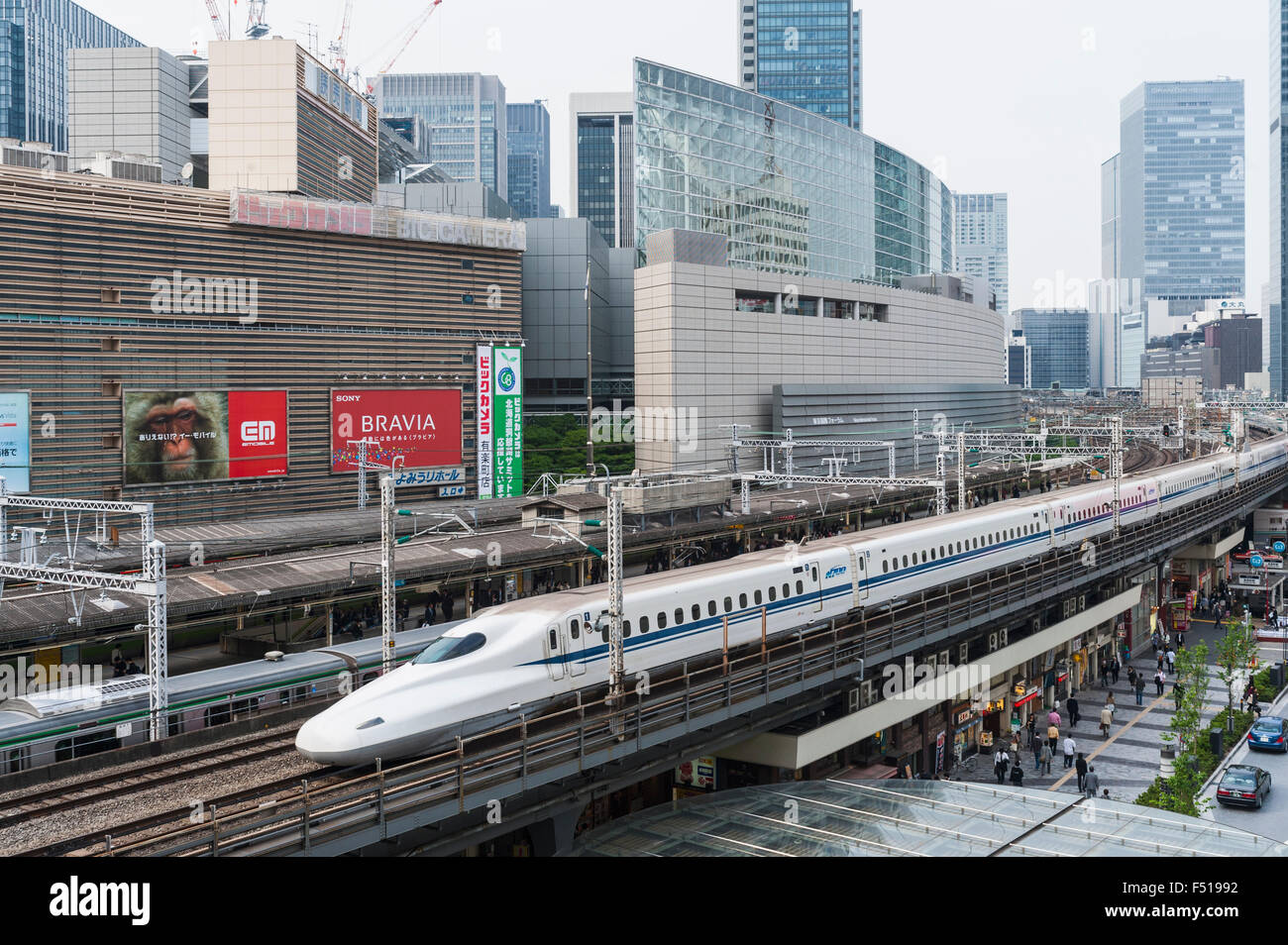 Modern shinkansen bullet train in central Tokyo Japan Stock Photo