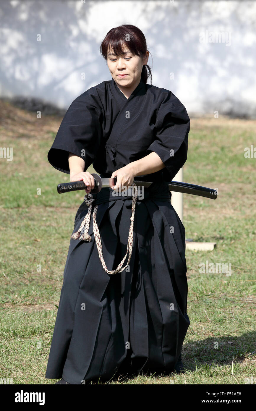 Japanese martial arts with katana sword Stock Photo - Alamy