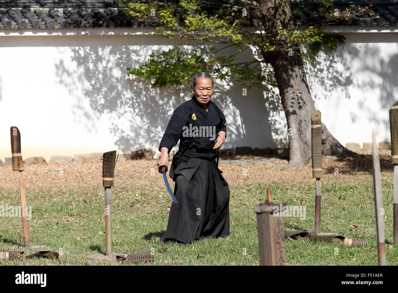 Japanese martial arts with katana sword Stock Photo Alamy