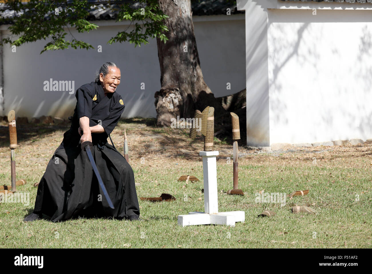 Japanese martial arts with katana sword Stock Photo Alamy