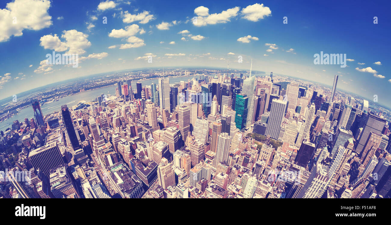Vintage toned fisheye view of Manhattan, New York, USA Stock Photo - Alamy
