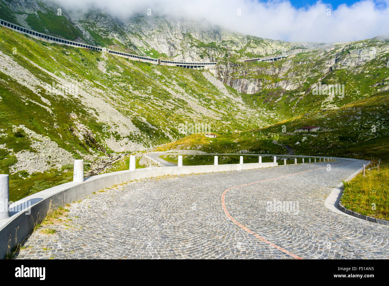 The Old Road Tremola To Gotthardpass Passo Del St Gottardo Is Windig the-old-road-tremola-to-gotthardpass-passo-del-st-gottardo-is-windig