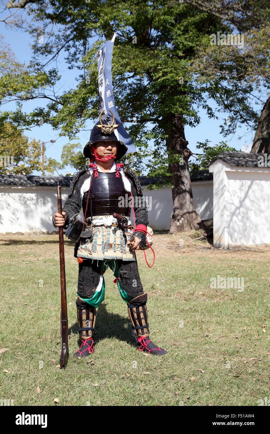 Japanese samurai with fire lock rifle Stock Photo - Alamy